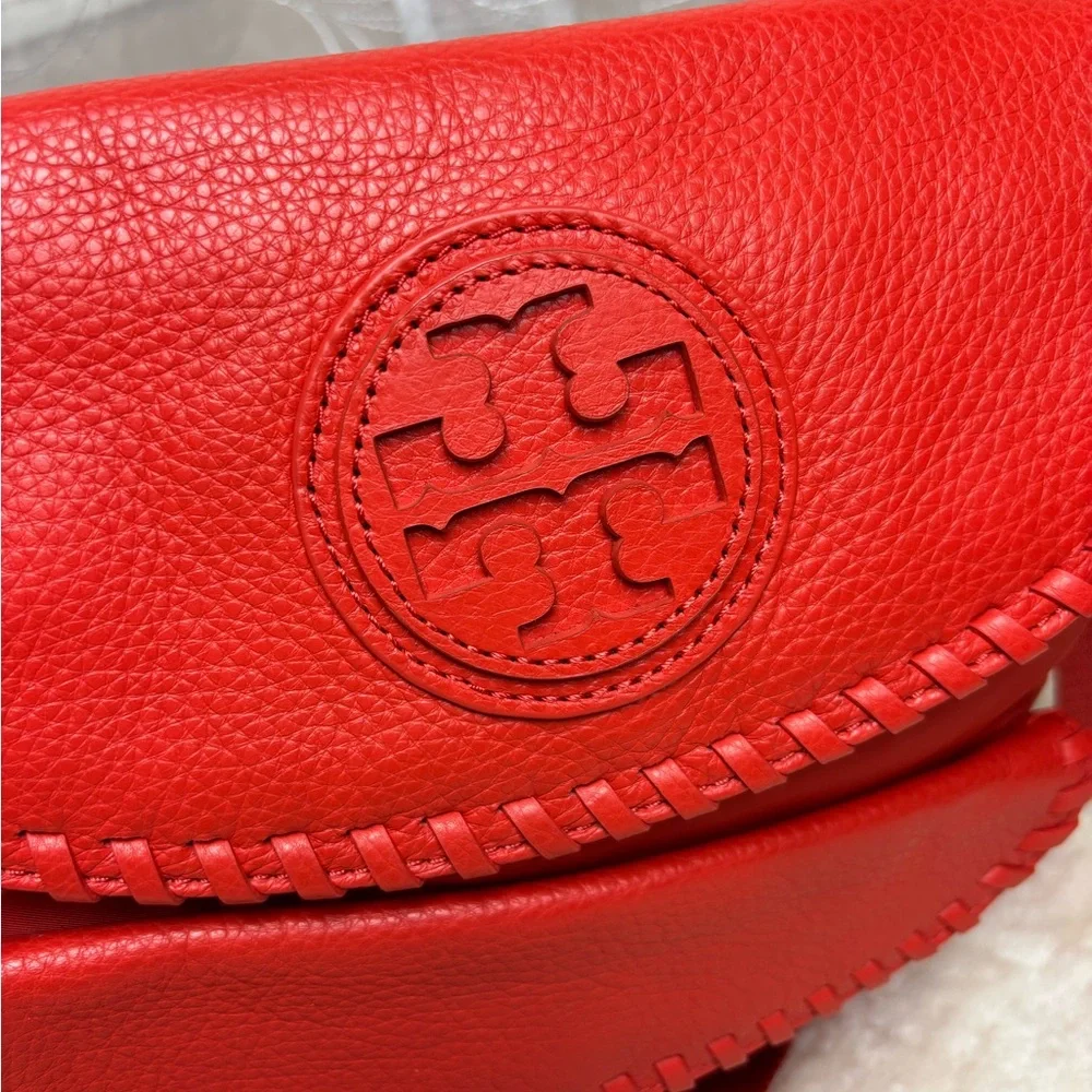 Tory Burch Red Crossbody Bag with Whipstitch Trim - Picture 12 of 16
